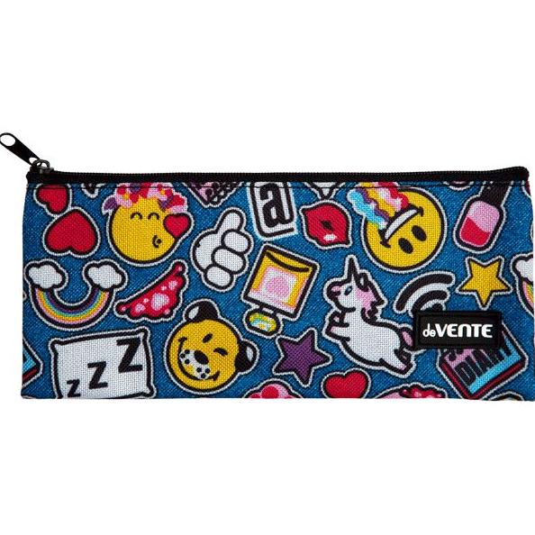 Пенал "deVENTE. Ergo. Denim Patches" 21x9x1 см, плоский, на молнии, текстильный