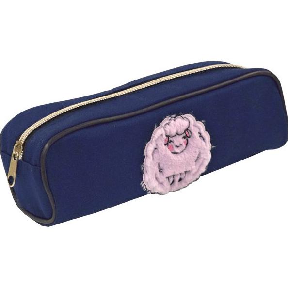 Пенал "deVENTE. Fluffy Sheep" 22,5x8x6,5 см, овальный, бархатная ткань, аппликация, вышивка