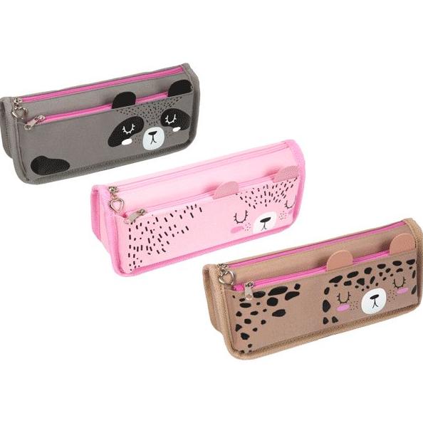 Пенал "deVENTE. Lucky Animals" 21x8,5x5,5 см, прямоугольный, текстильный, на молнии, наружный объемн
