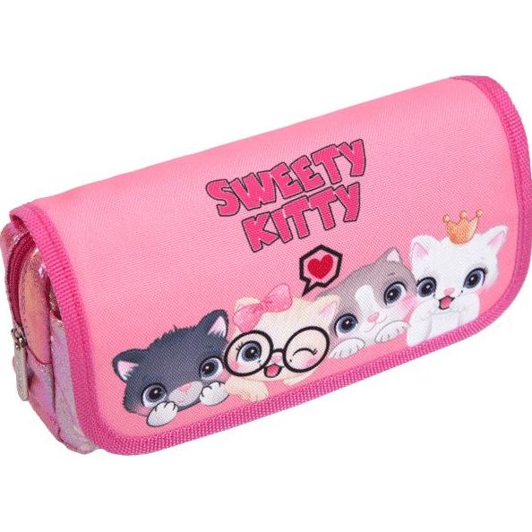 Пенал "deVENTE. Sweet Cats" 20,5x9,5x7 см, прямоугольный, 2 отделения на молнии, наружный карман на 