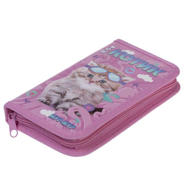 Пенал 1секц. д/дев. 190*115 Hatber "Мой котик" молнии глянц. ламин. с табл.умножения  в индив.упак.