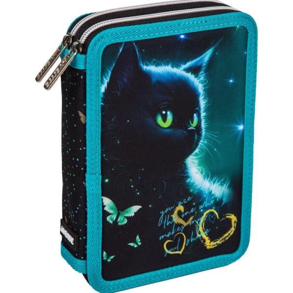 Пенал 2секц. д/дев. 210*140 "deVENTE. Black Cat" для 44 пр. прямоугол. плотный текстиль на молнии