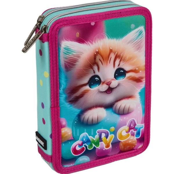 Пенал 2секц. д/дев. 210*140 "deVENTE. Candy Cat" для 44 пр. прямоугол. плотный текстиль на молнии