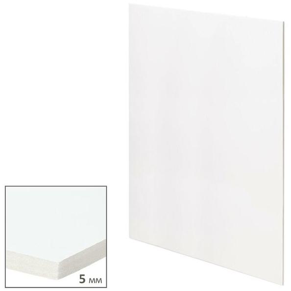 Пенокартон матовый белый 50x70 см "deVENTE"  1 л, толщина 5 мм, (плотность 370 г/м², пластик. пакет)