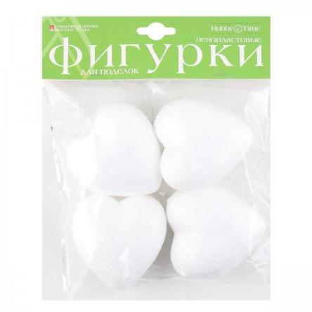 Пенопластовые фигурки "СЕРДЕЧКИ" 75 мм, 4 шт. 