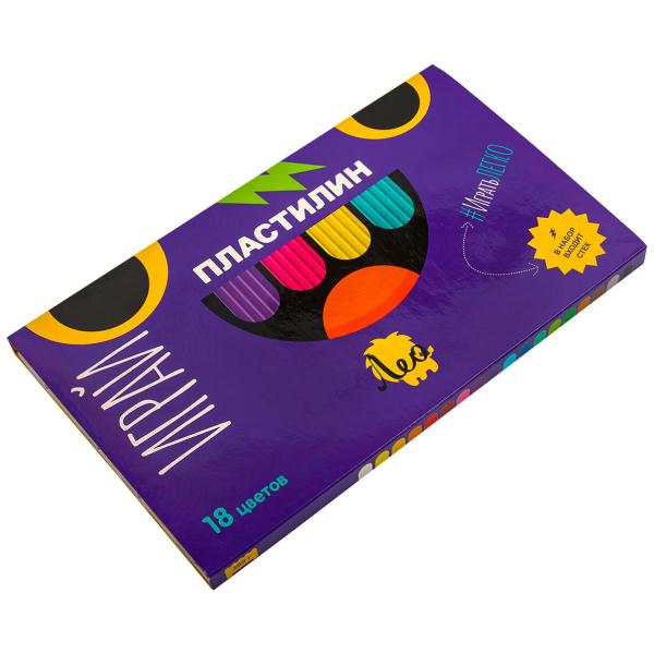 Пластилин "Лео" "Играй" 18 цв. 360 г классический ( в картонной упаковке ) 