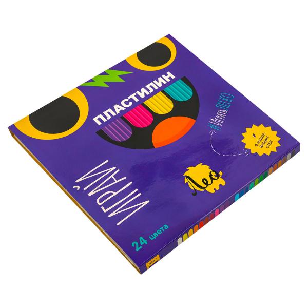 Пластилин "Лео" "Играй" 24 цв. 480 г классический  ( в картонной упаковке ) 