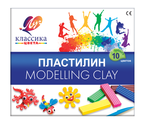 Пластилин 10 цв. Луч "Классика" (Детство) 200 гр, стек, 