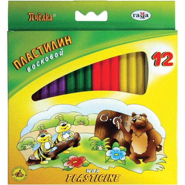 Пластилин мягкий (восковой) 12 цв. Гамма "Пчелка" 180г 
