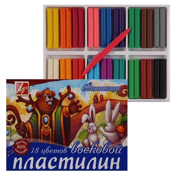 Пластилин 18 цв. Луч мягкий (восковой) "Фантазия"