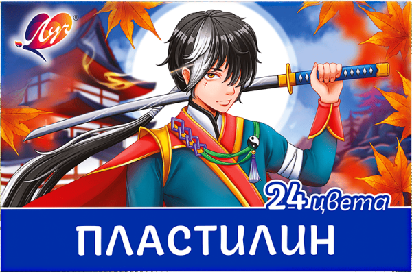 Пластилин 24 цв. Классика 480 гр." Аниме" со стеком. Синий (карт.уп.ка)