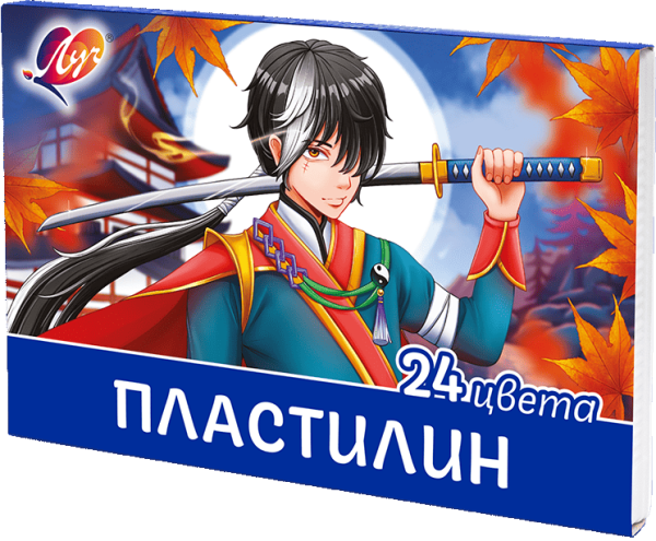 Пластилин 24 цв. Классика 480 гр." Аниме" со стеком. Синий (карт.уп.ка)