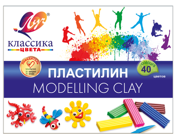 Пластилин 40 цв. Луч Классика 800 гр. (карт.уп.ка)