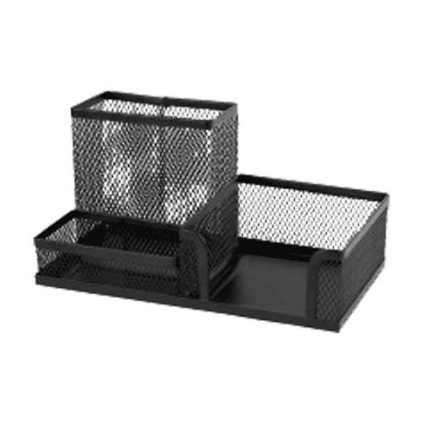 Подставка для канц. принадлежностей "deVENTE" 20x10x10, 3 секции, металлическая, черная