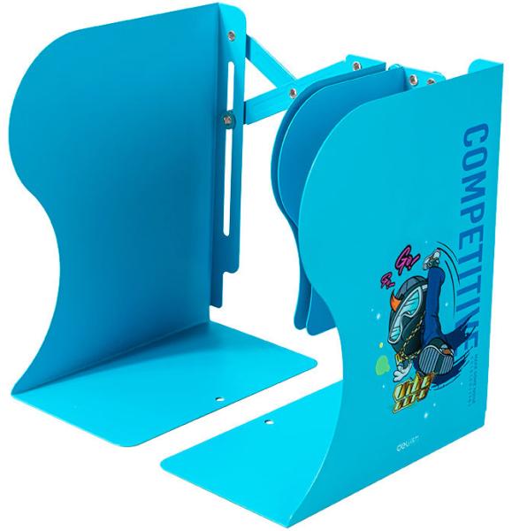 Подставка-ограничитель для книг Deli  220х114х480мм синий