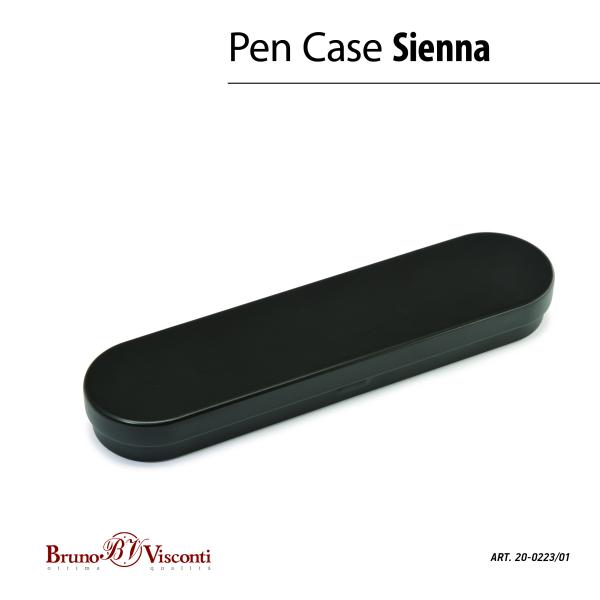 Ручка "Sienna" в футляре шарик. автомат. СЕРЫЙ метал. корпус 1.00 мм, СИНЯЯ