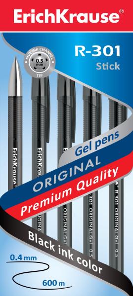 Ручка гелевая ErichKrause R-301 ORIGINAL Gel, 0,5 мм, черная