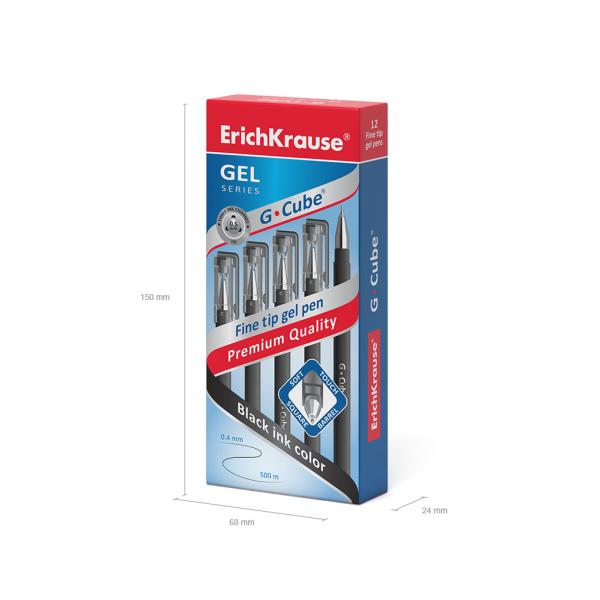 Ручка гелевая 0,5 мм ErichKrause® G-Cube® ЧЕРНАЯ
