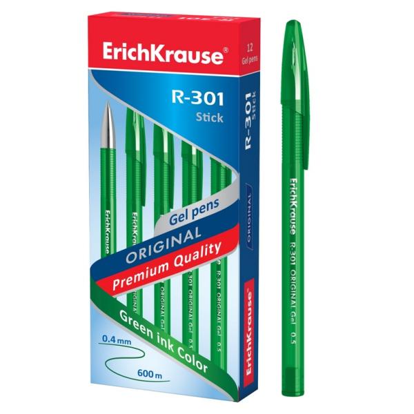 Ручка гелевая R-301 ORIGINAL Gel, 0,5 мм, зеленая