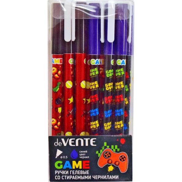 Ручка гелевая стираемая "deVENTE. Game" d=0,5 мм, 2 дизайна корпуса ассорти, с ластиком, сменный сте