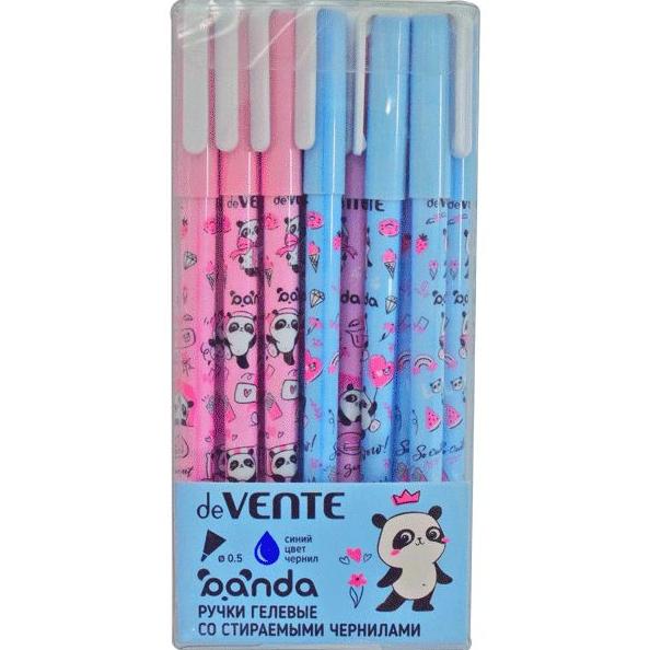 Ручка гелевая стираемая "deVENTE. Panda" d=0,5 мм, 2 дизайна корпуса ассорти, с ластиком, сменный ст