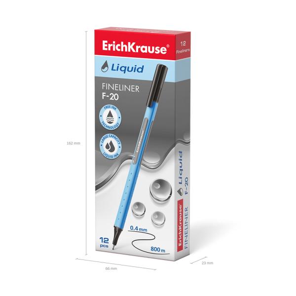 Ручка капиллярная ErichKrause® Liquid F-20, черный