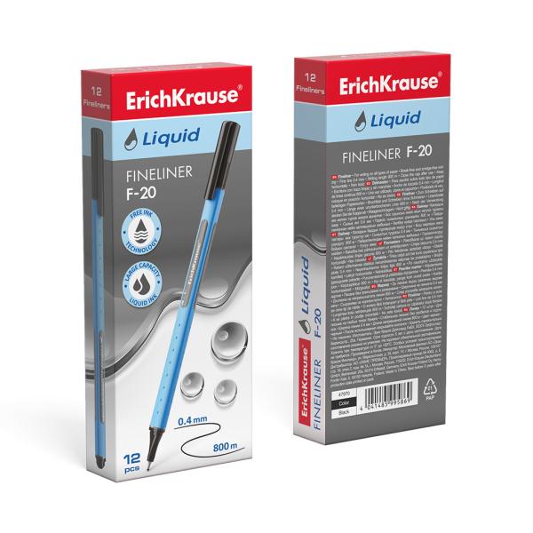 Ручка капиллярная ErichKrause® Liquid F-20, черный