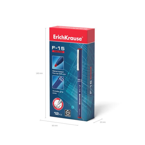 Ручка капиллярная F-15, 0,6 мм, красная 