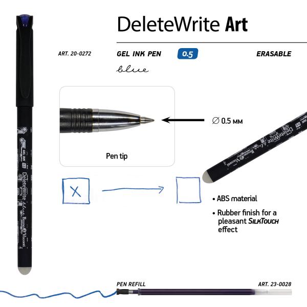 Ручка со стираемыми чернилами "DeleteWrite Art. Blueprint.Автомобиль" 0.5 ММ, СИНЯЯ (черный корпус)