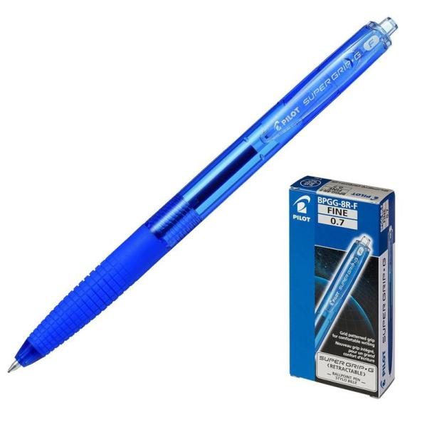 Ручка шариковая автомат. 0,7 мм Pilot Super Grip G, СИНЯЯ с резиновым грипом