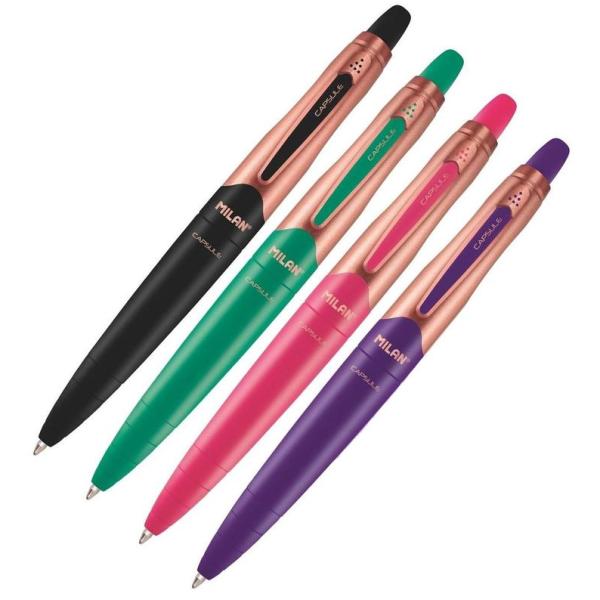 Ручка шариковая автомат. 1,0 мм Milan STYLUS COPPER СИНЯЯ, со стилусом, с поворот. мех., длина ручки