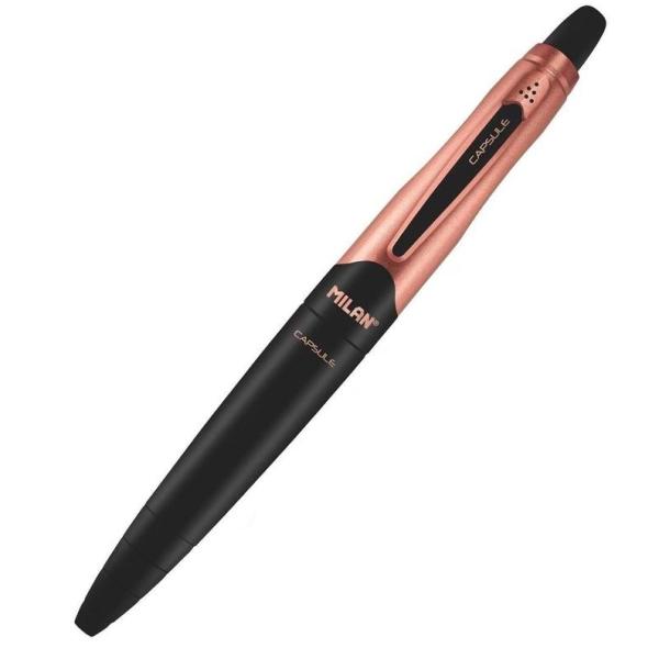 Ручка шариковая автомат. 1,0 мм Milan STYLUS COPPER СИНЯЯ, со стилусом, с поворот. мех., длина ручки