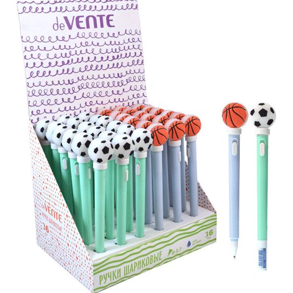 Ручка шарик. подарочная "deVENTE. Balls" с LED-подсвет. декор. в форме футбол. и баскет. меча,