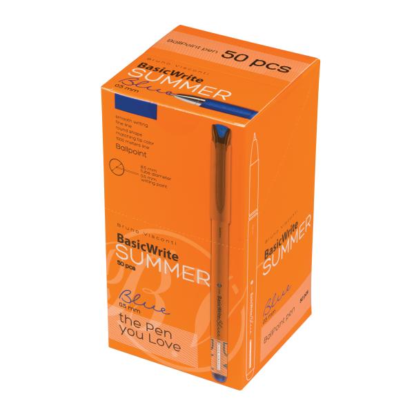 Ручка шариковая 0,5 мм "BasicWrite.Summer" СИНЯЯ