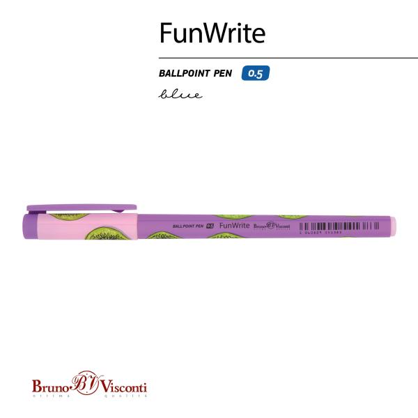 Ручка шариковая 0,5 мм "FunWrite. Fresh & fruity. Киви" СИНЯЯ