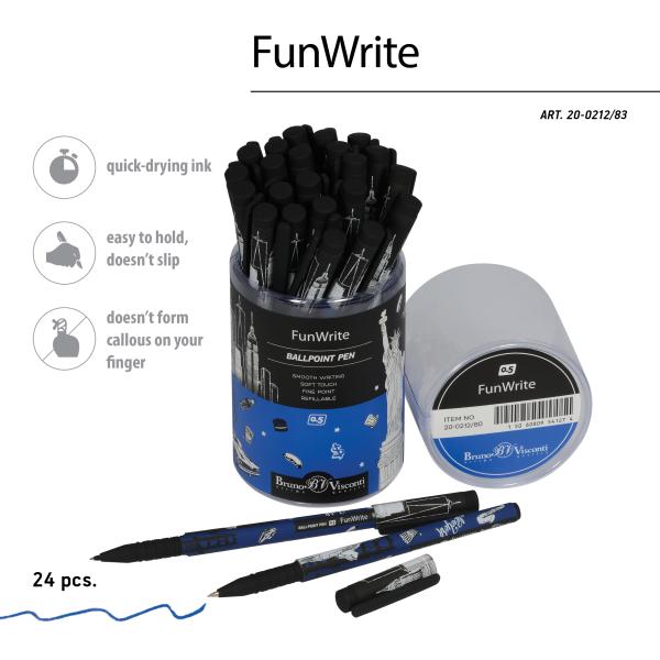 Ручка шариковая 0,5 мм "FunWrite. Романтическое путешествие. Нью-Йорк" СИНЯЯ