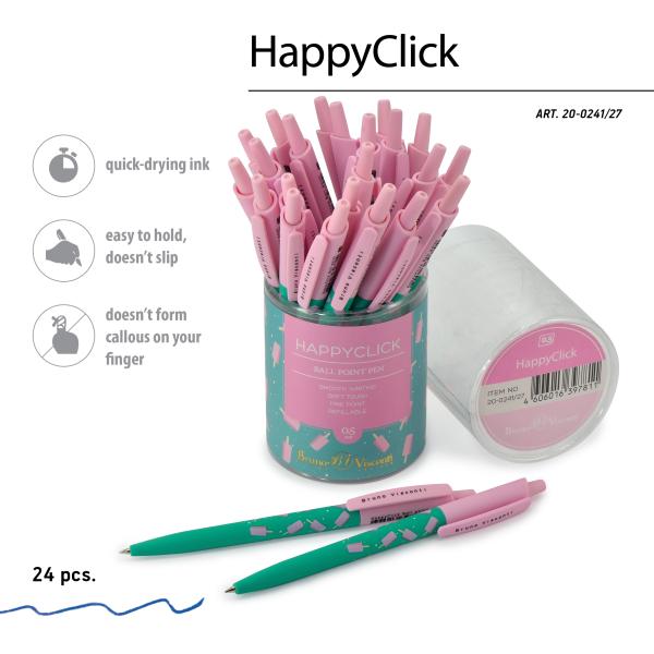 Ручка шариковая 0,5 мм "HappyClick. Эскимо" СИНЯЯ