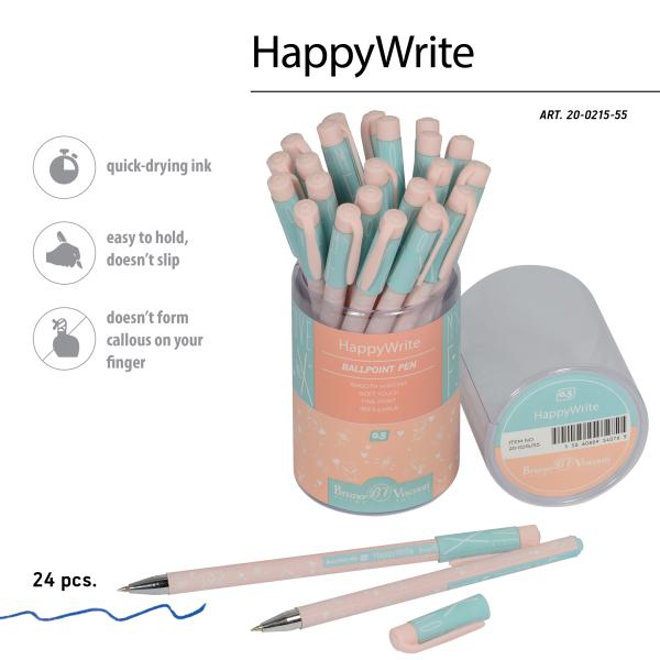 Ручка шариковая 0,5 мм "HappyWrite. Зефирные животные. Лисички" СИНЯЯ