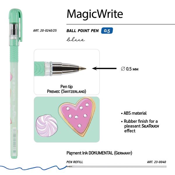 Ручка шариковая 0,5 мм "MagicWrite. Сладкое настроение. Сердечки" СИНЯЯ