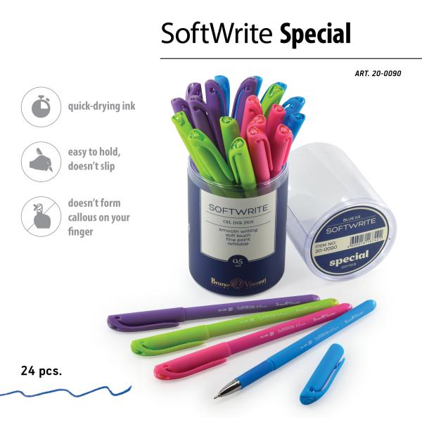 Ручка шариковая 0,5 мм "SoftWrite.SPECIAL" на масляной основе, синяя