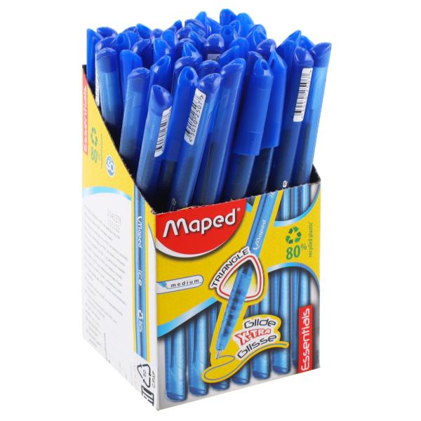 Ручка шариковая 0,6 мм Maped Green ICЕ, низкотекуч. чернила, треугол. корпус, синяя,