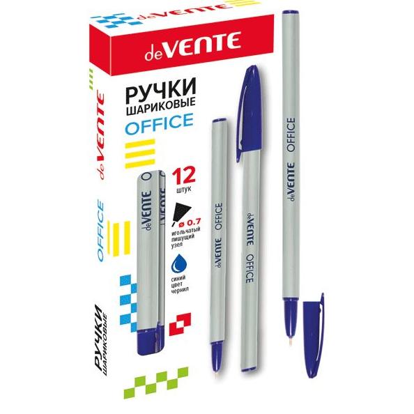 Ручка шариковая 0,7 мм "deVENTE. Office" непрозрачный серебристый корпус, синяя