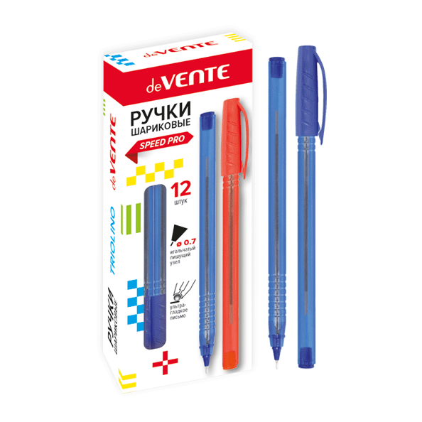 Ручка шариковая 0,7 мм "deVENTE. Triolino Translucent" серия Speed Pro, ультра гладкое письмо, черни