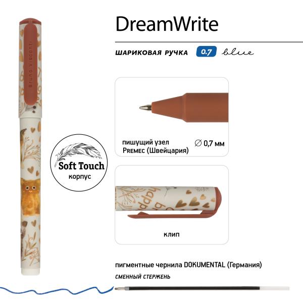 Ручка "DreamWrite. "LOVE ME.Сказочный день" шариковая 0,7 мм в тубусе Синие чернила, 3 вида