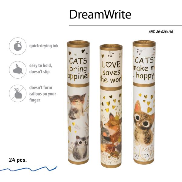 Ручка "DreamWrite. "LOVE ME.Сказочный день" шариковая 0,7 мм в тубусе Синие чернила, 3 вида