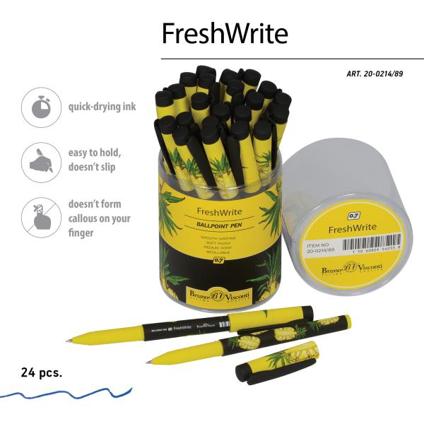 Ручка шариковая 0,7 мм "FreshWrite. Fresh & fruity. Ананас" СИНЯЯ