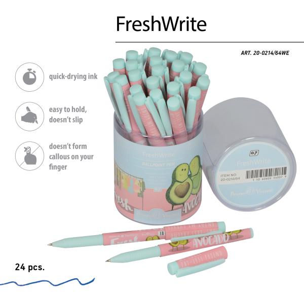 Ручка шариковая 0,7 мм "FreshWrite. Авокадо. Любовь" СИНЯЯ