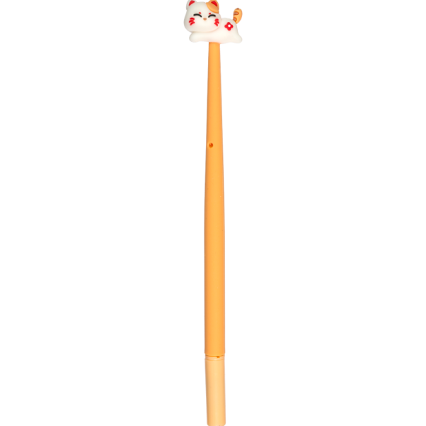 Ручка шариковая 0,7 мм deVENTE. Running Cats СИНЯЯ  силиконовая с декор. элементом на  гибк. корп. ч