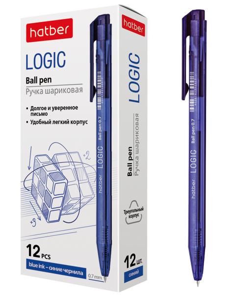 Ручка шариковая автомат. 0,7 мм Hatber LOGIC чернила на масл.основе трехгран.корпус  