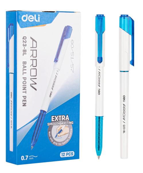 Ручка шариковая 0.7 мм Deli Arrow белый/голубой синие (1шт)